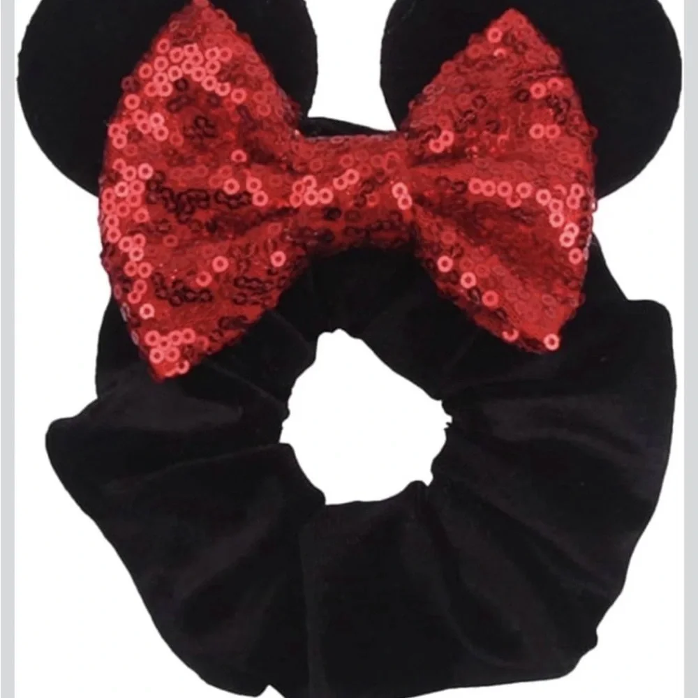 Minnie Ears Velvet Scrunchie Ponytail Holder